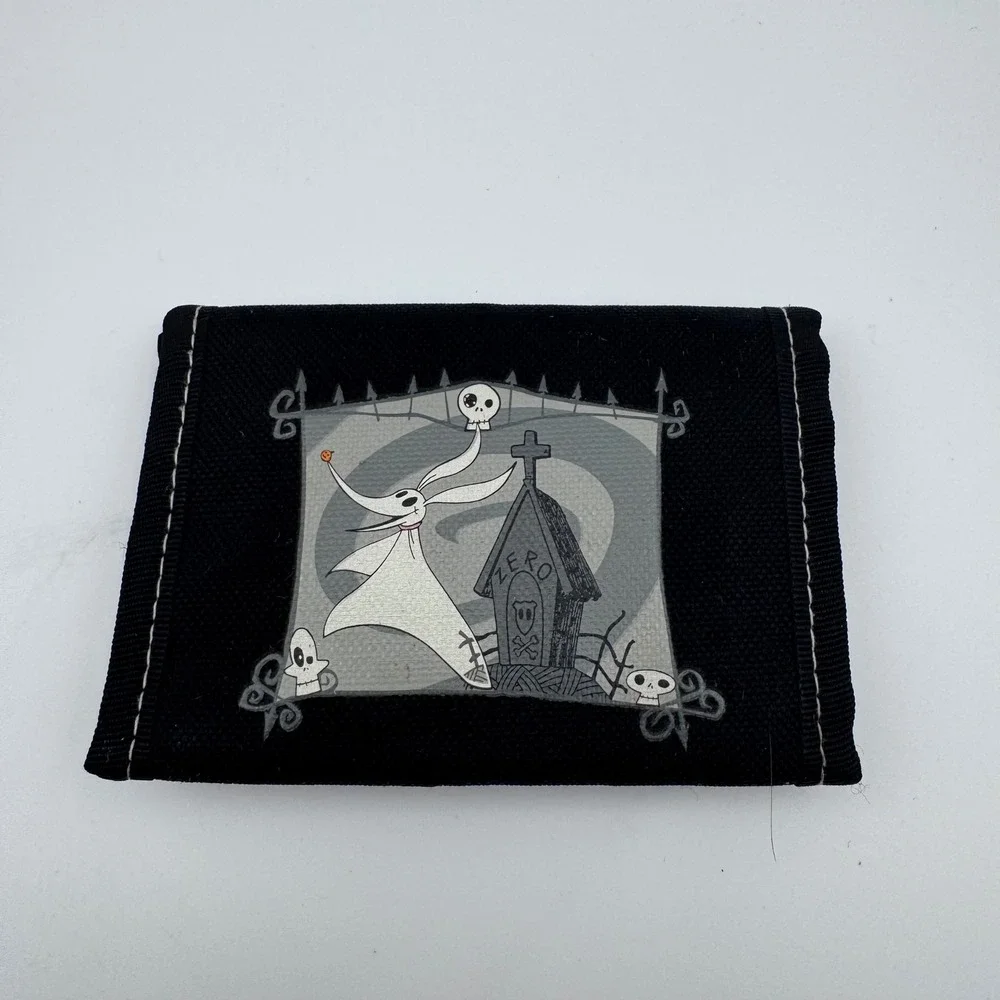 Nightmare Before Christmas Jack Skellington Zero Trifold Canvas Wallet Black